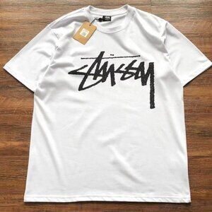 Men's Stussy Logo Printed White Short Sleeves